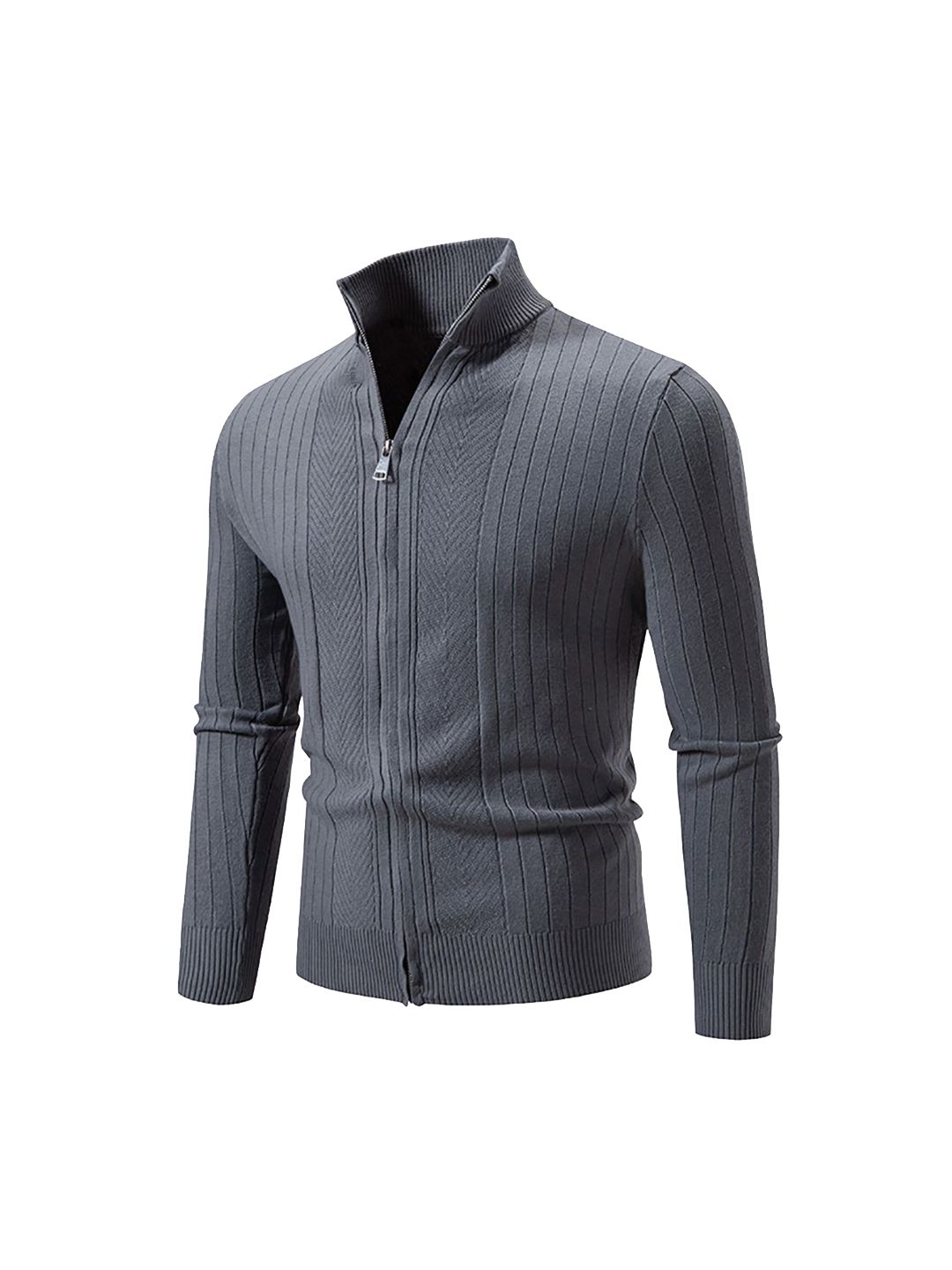 StyleCast x Revolte Men Mock Collar Striped Casual Bomber Jacket