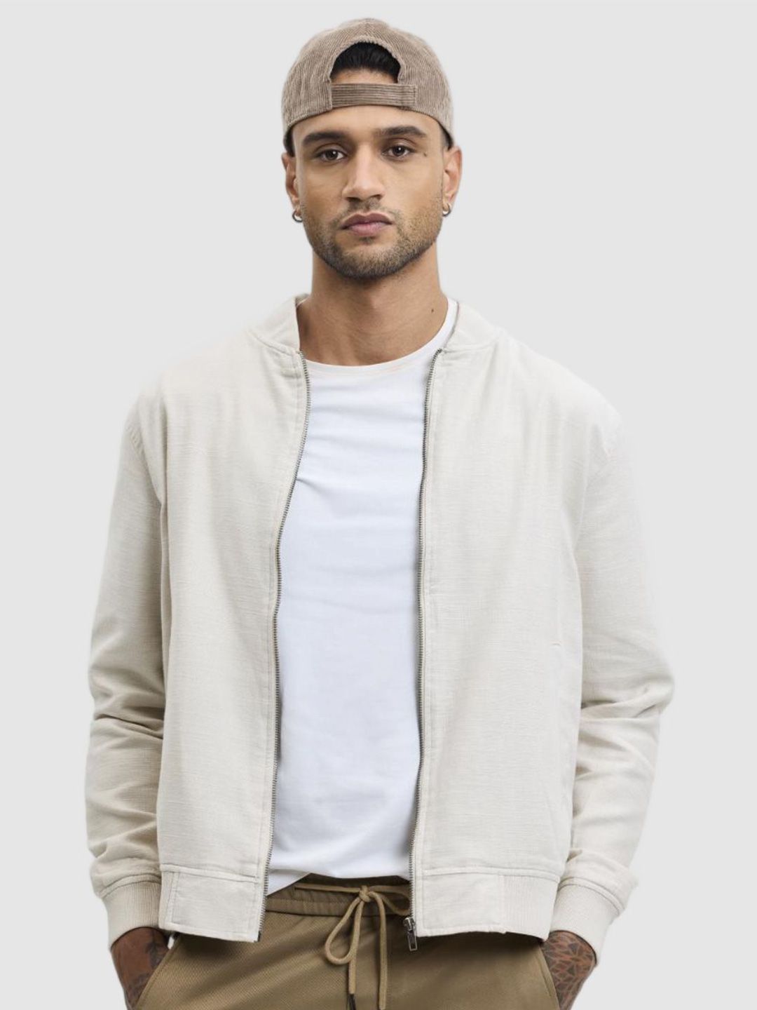 Snitch Mock Collar Pure Cotton Bomber Jacket