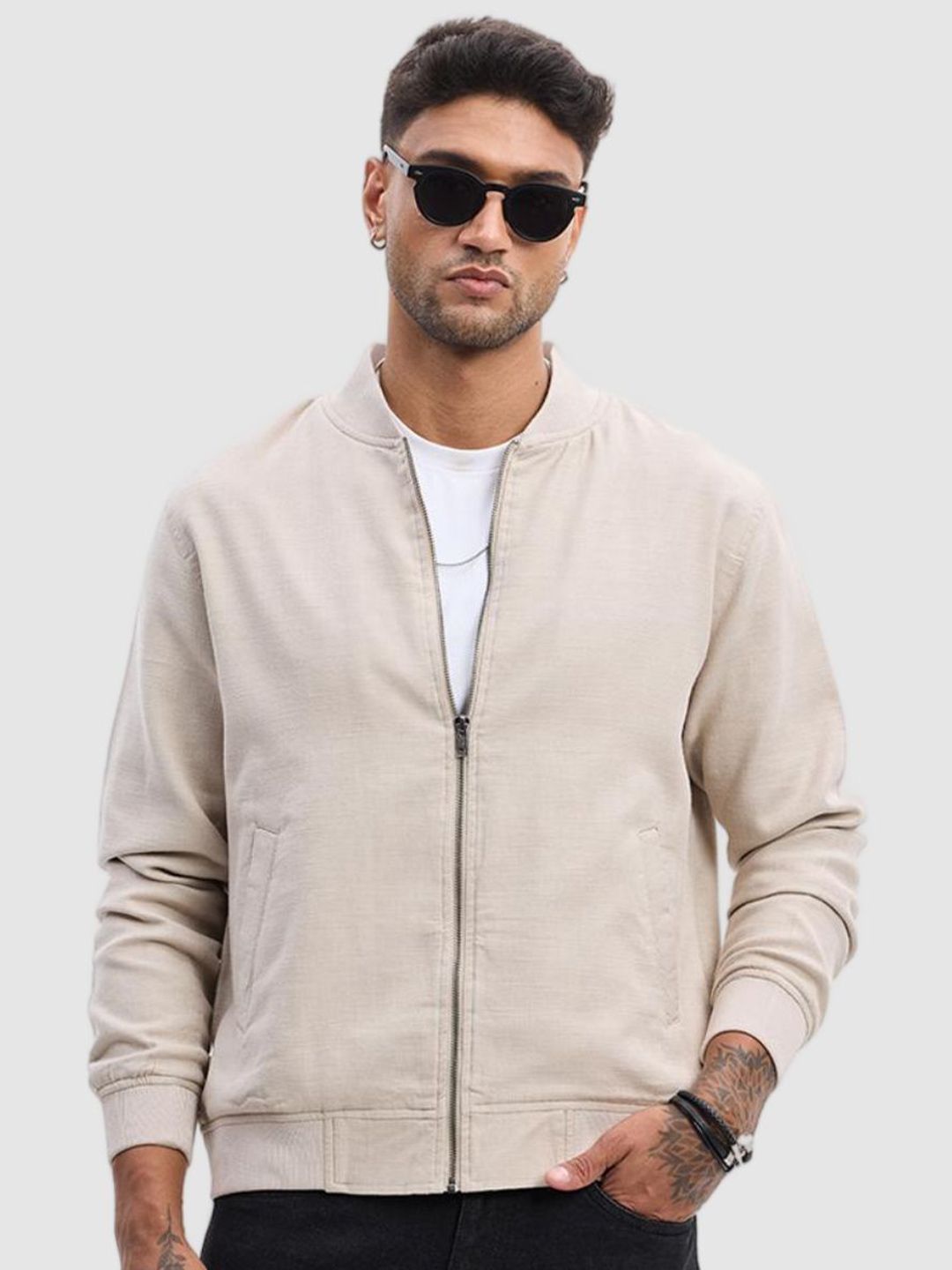 Snitch Mock Collar Pure Cotton Bomber Jacket