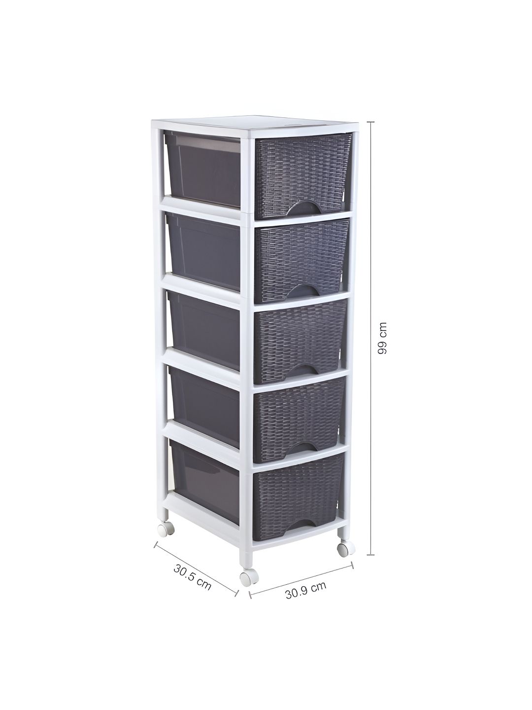 Buy Nayasa Cane Carnival Tuckins Grey 5 Drawers Multi-Compartment