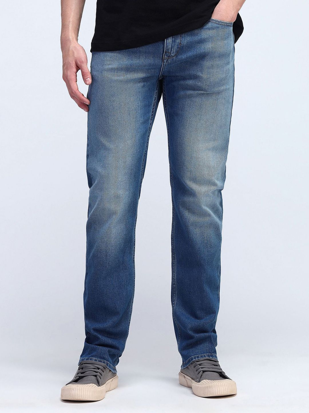 Flying Machine Men F-Jango Straight Fit Heavy Fade Stretchable Jeans
