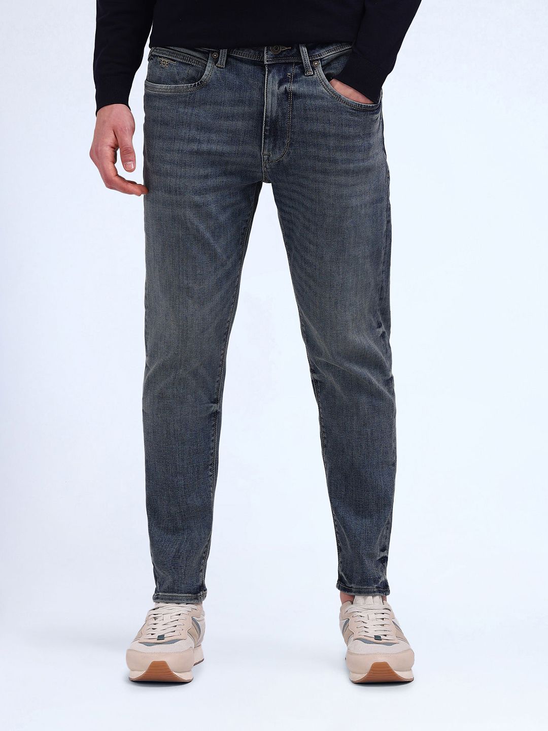 Flying Machine Men Cotton Slim Fit Mid-Rise Heavy Fade Stretchable Jeans
