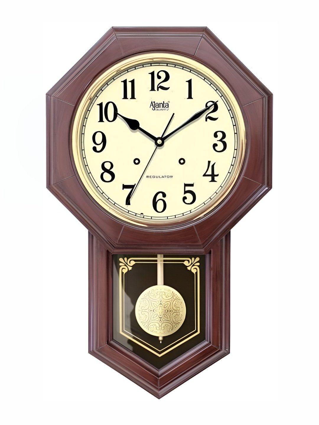 Ajanta Ajanta Brown and Yellow Printed Contemporary Analogue Wall Clock