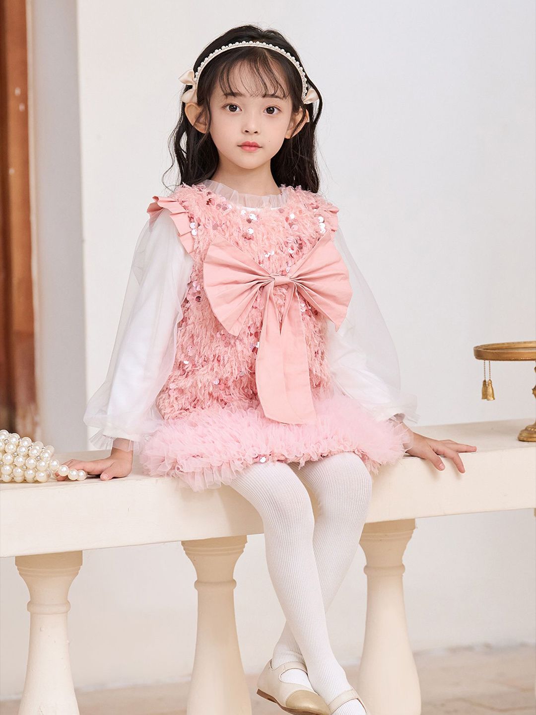 LULU & SKY Girls Self Design A-Line Dress
