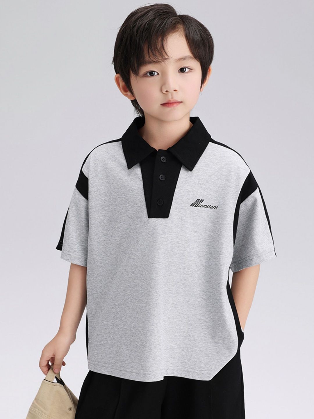 LULU & SKY Boys Typography Printed Polo Collar Cotton T-shirt