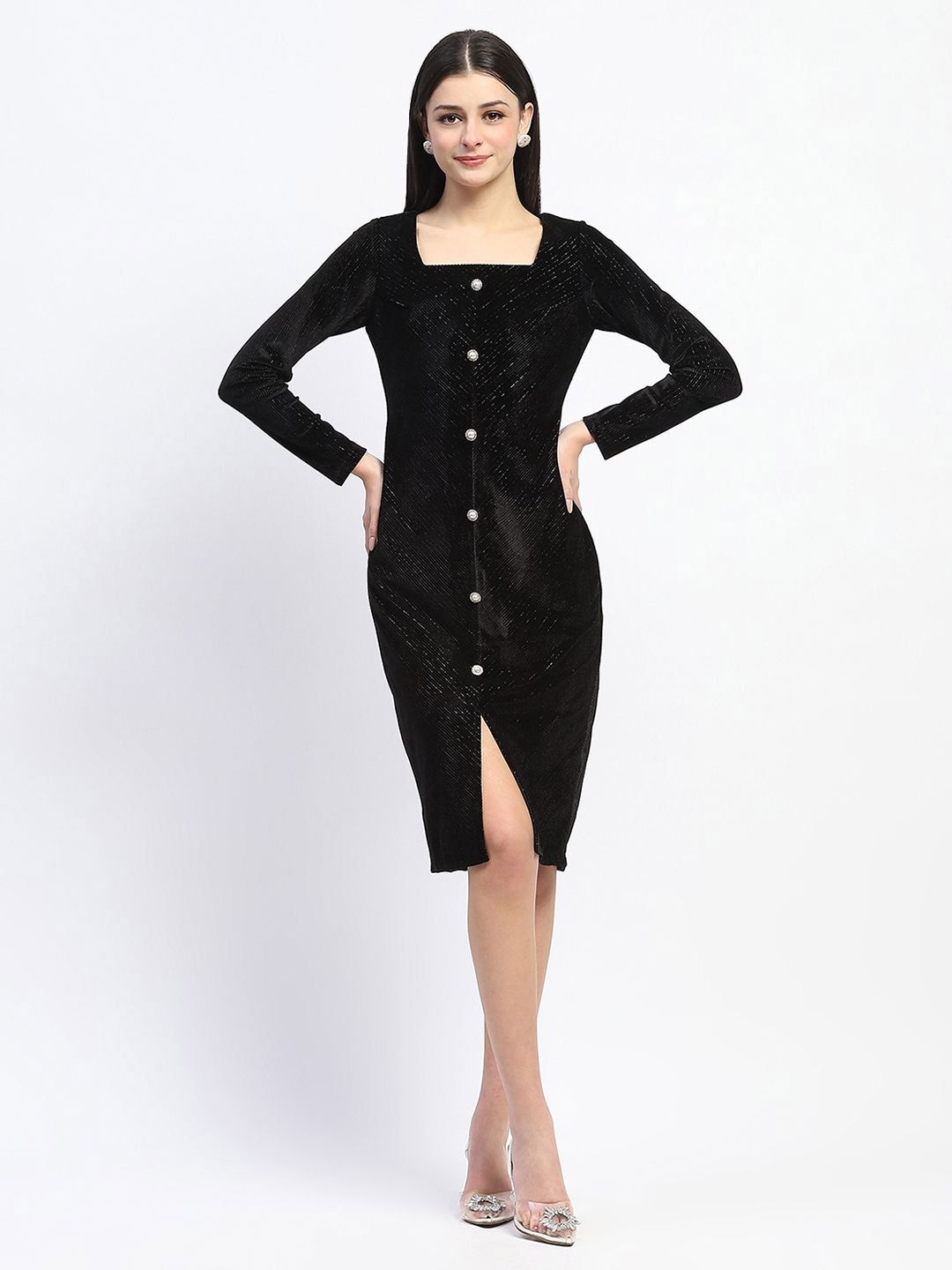 Madame Madame Women Square Neck Sheath Dress