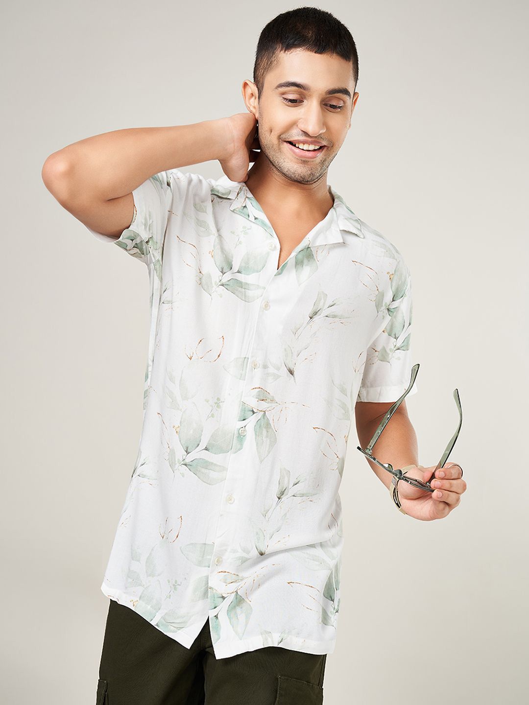 Urban Ranger by pantaloons Men Cuban Collar Floral Printed Casual Shirt