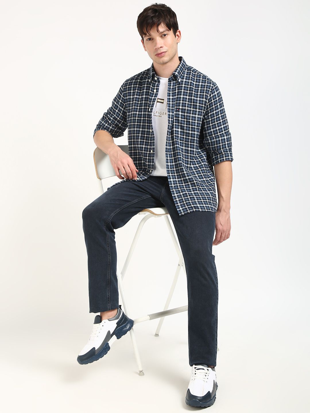 Tommy Hilfiger Tommy Hilfiger Men Button-Down Collar Tartan Checked Cotton Casual Shirt