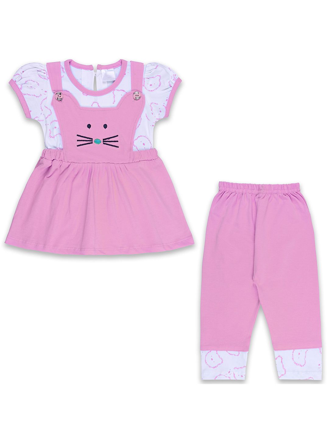 Wish Karo Girls Printed Round Neck Short Sleeves Top With Pyjama