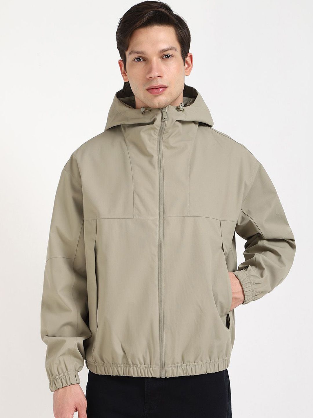 Calvin Klein Jeans Men Hooded Solid Casual Bomber Jacket
