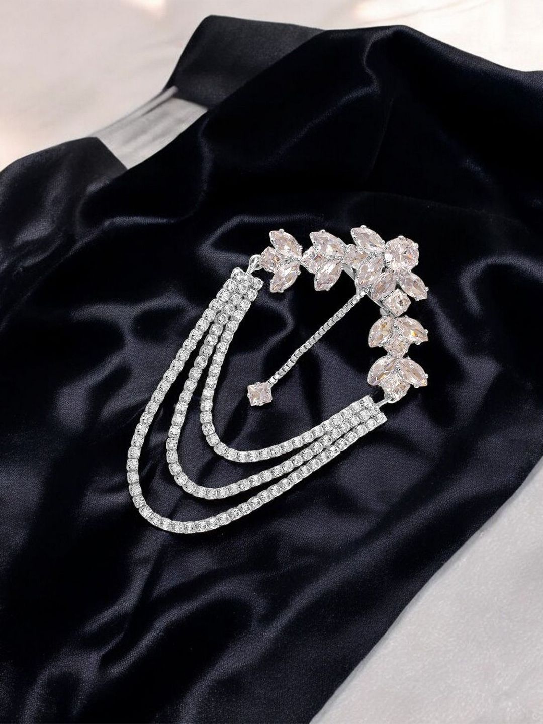 Mahi Mahi Cubic Zirconia Studded Indowestern Lapel Pin Brooch
