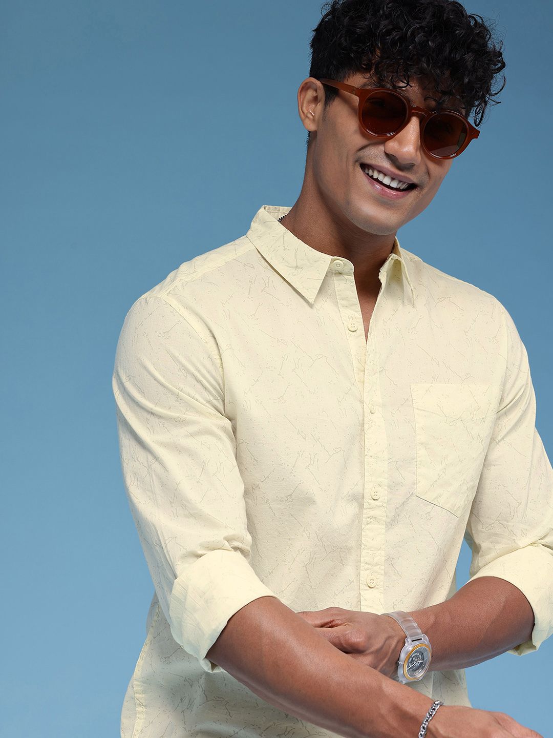 HERE&NOW Printed Pure Cotton Casual Shirt