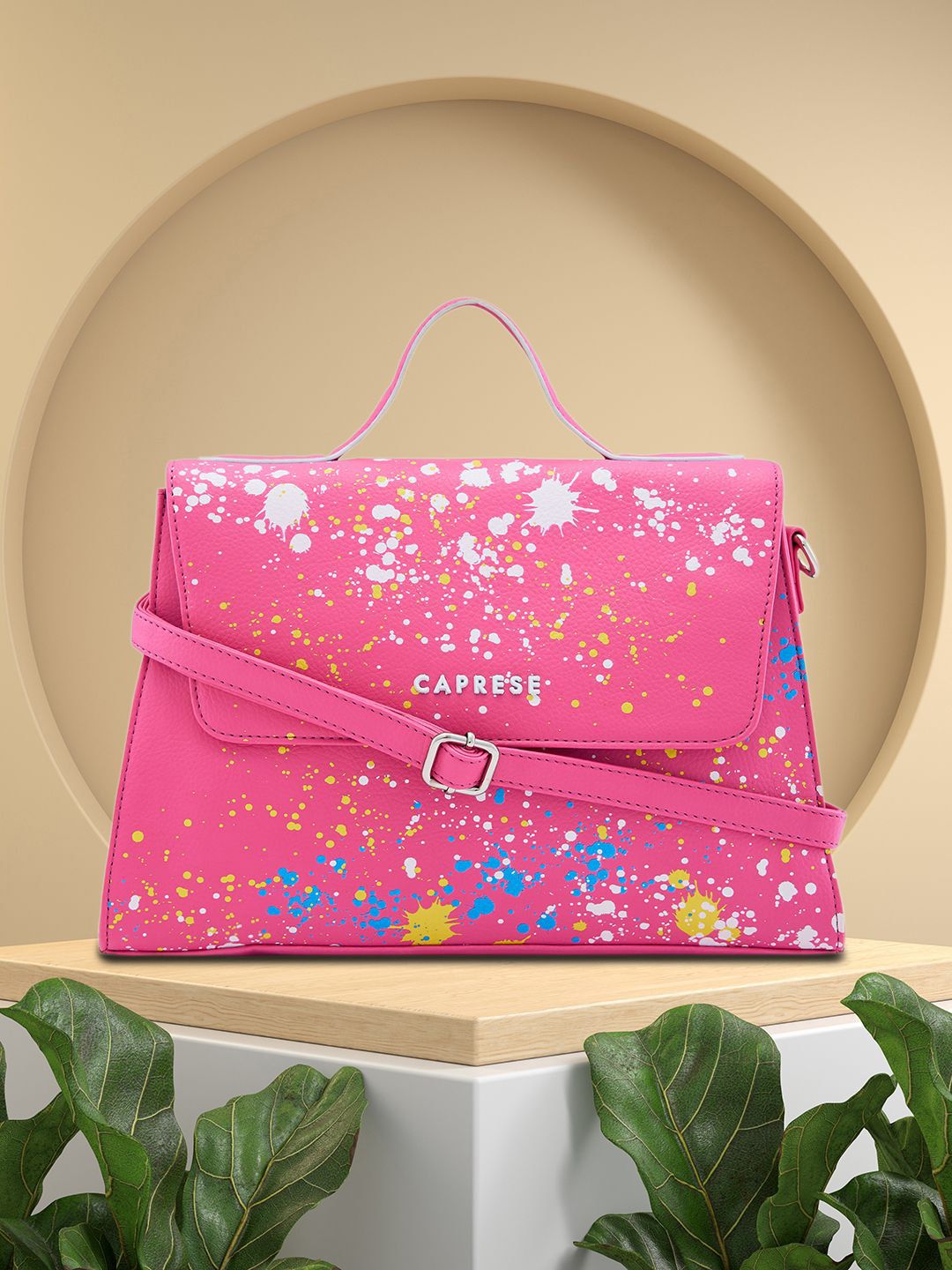 Caprese Caprese Splash Women Fuchsia Small Satchel Bag