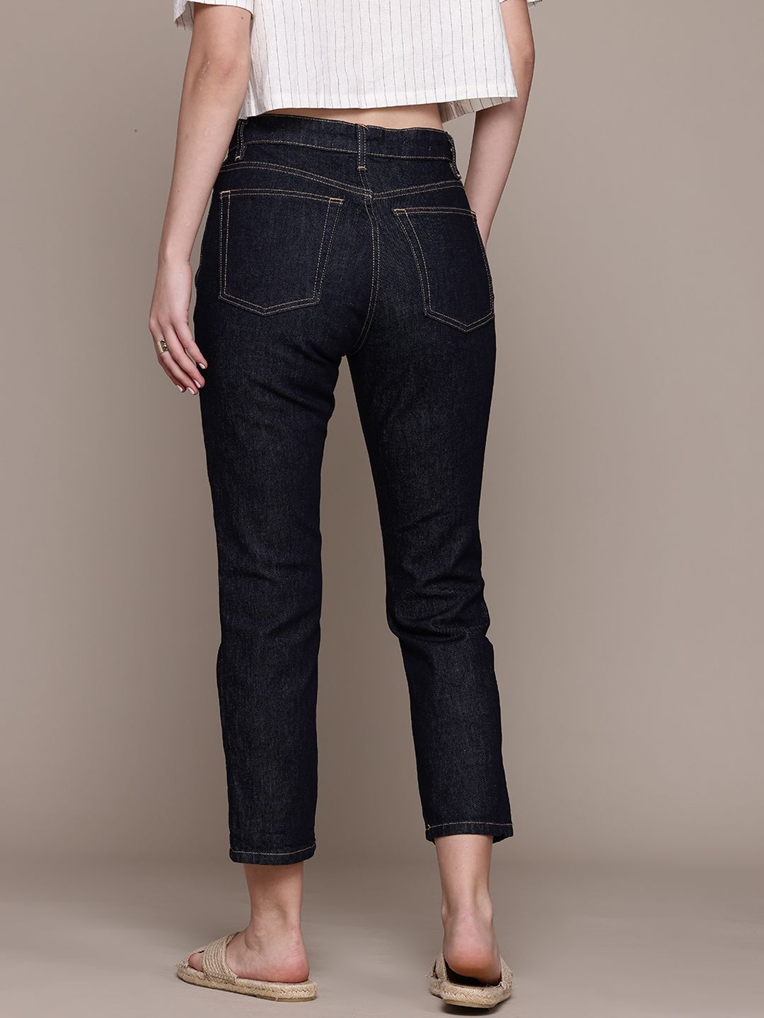 High-Rise Slim Fit Cropped Stretchable Jeans