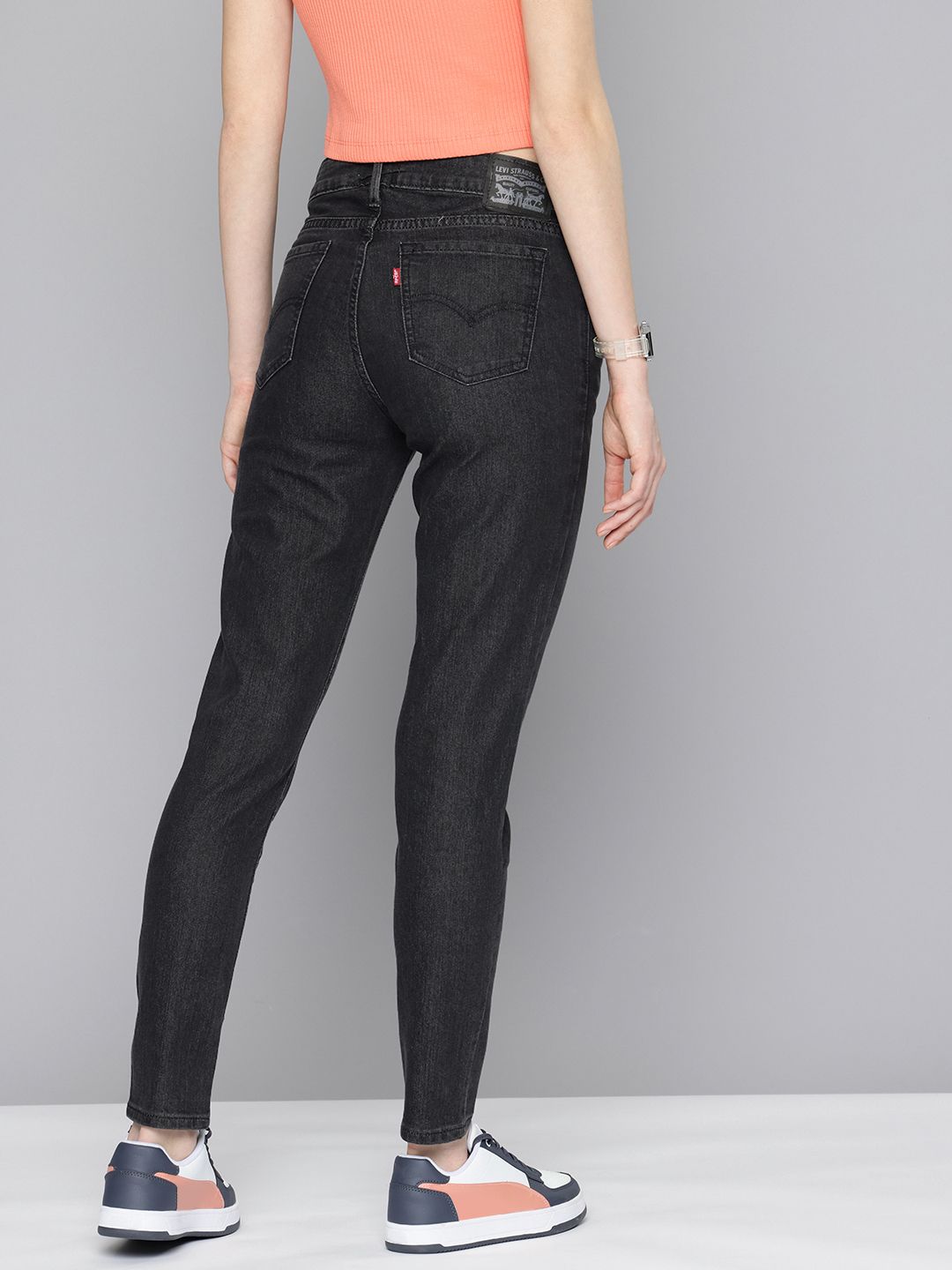 711 Black Skinny Fit Mid Rise Jeans
