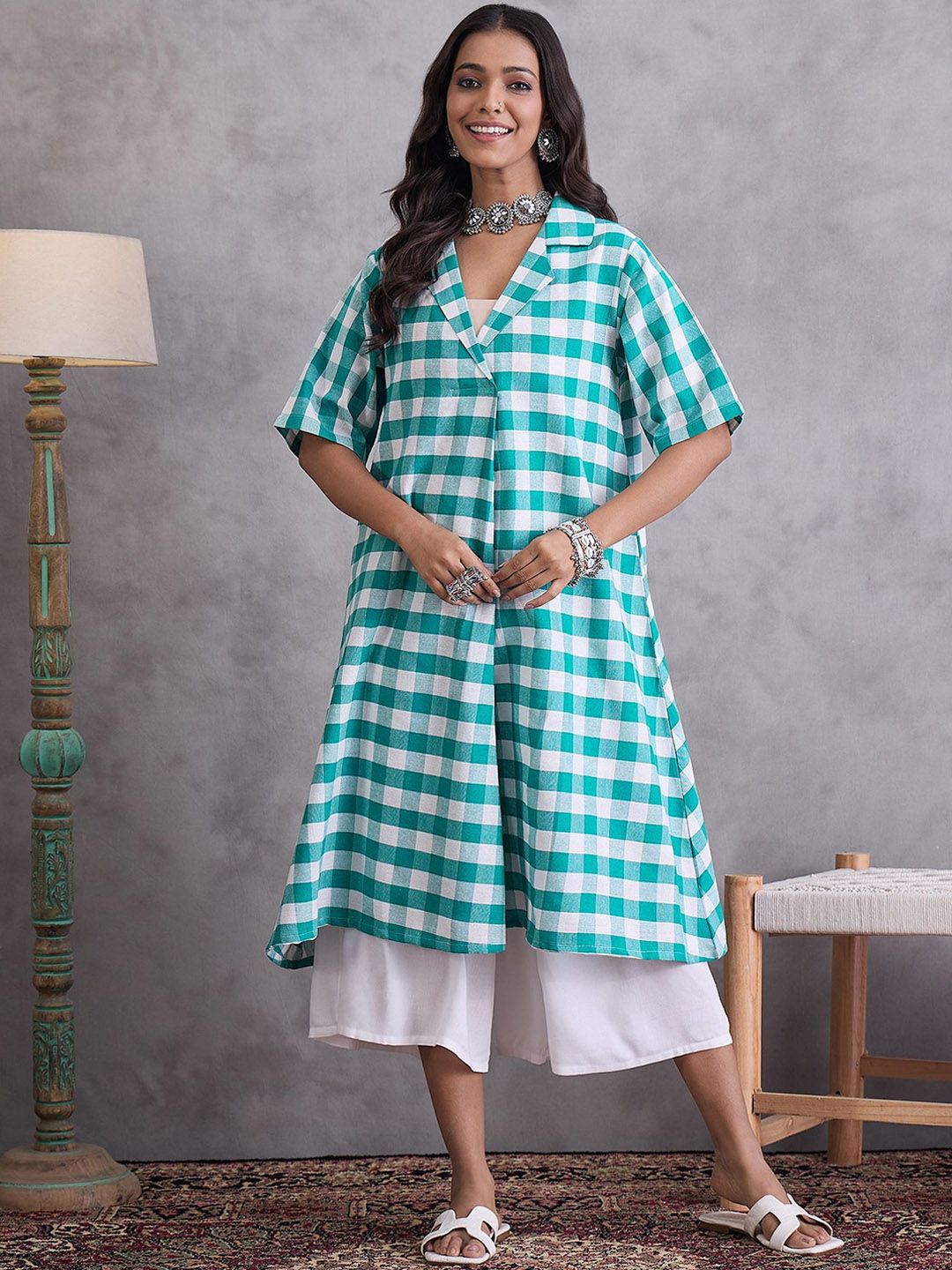 InWeave Women Regular Pure Cotton Kurta with Palazzos