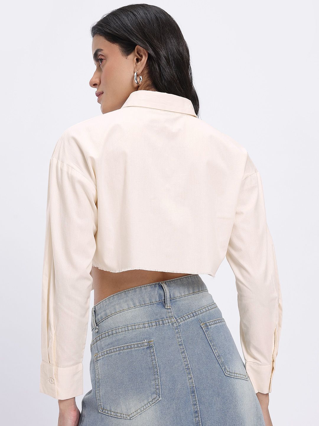 Buy glitchez Asymmetric Pocket Detail Crop Boxy Shirt - Shirts for