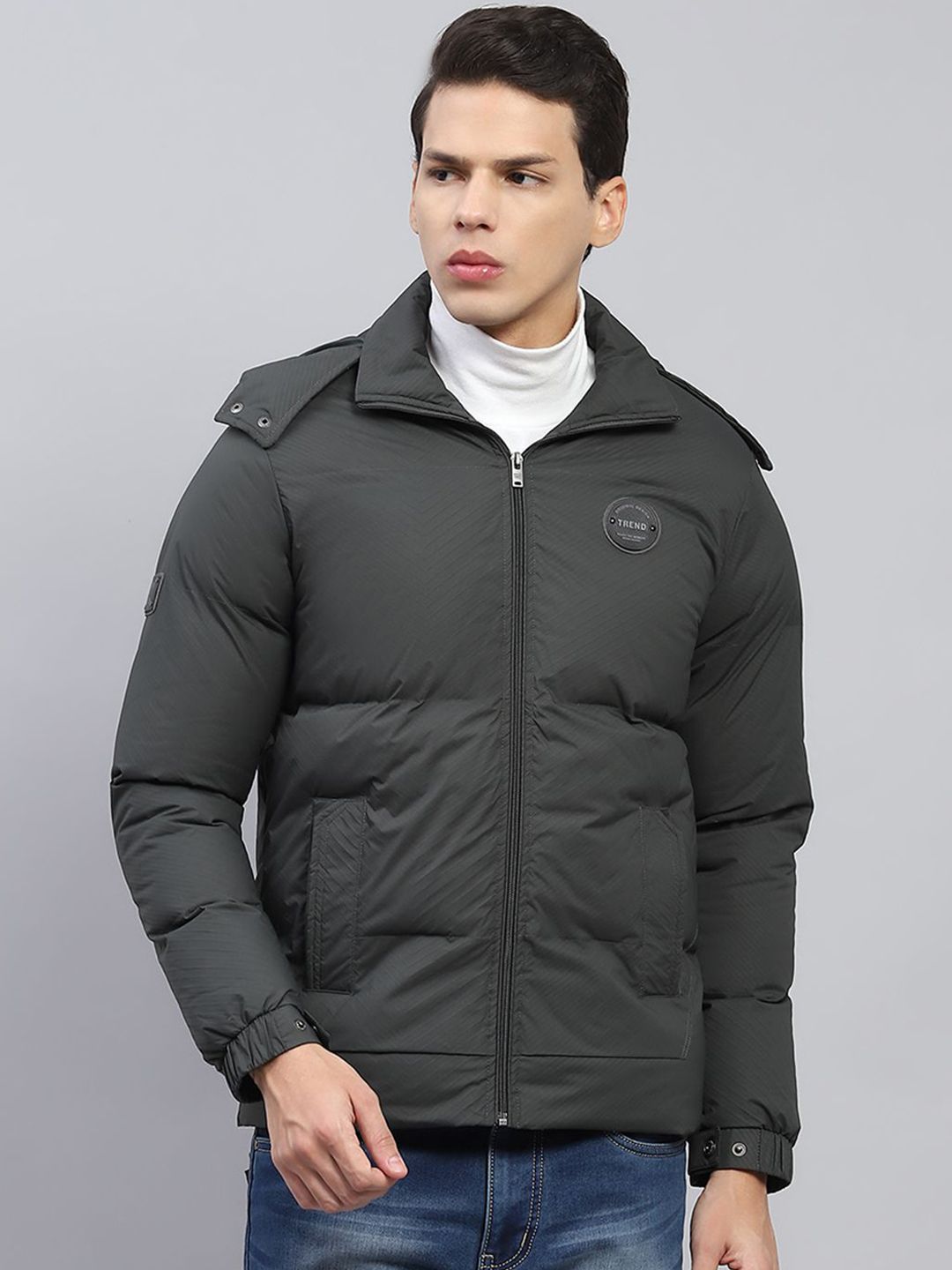 Monte Carlo Men Hooded Solid Casual Lightweight Padded Jacket