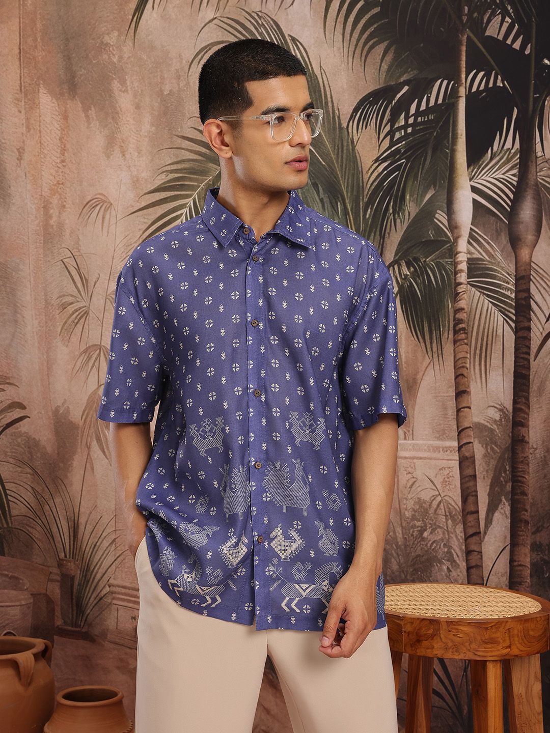 Sangria Ethnic Print Relaxed Fit Shirt