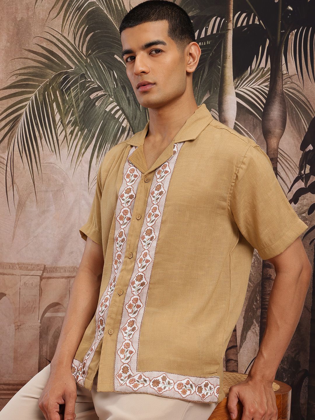Sangria Printed Detail Ethnic Shirt