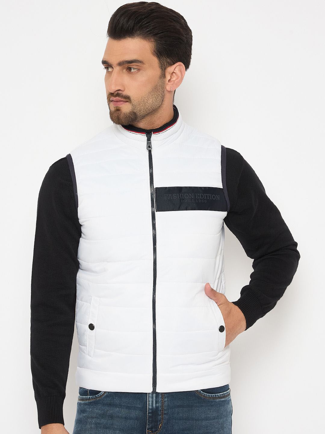 Duke Men Mock Collar Solid Casual Bomber Jacket