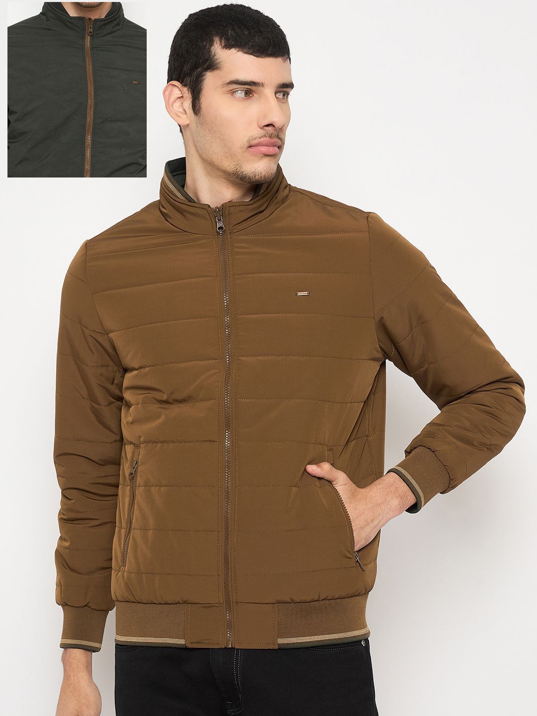 Duke Men Solid Reversible Padded Jacket