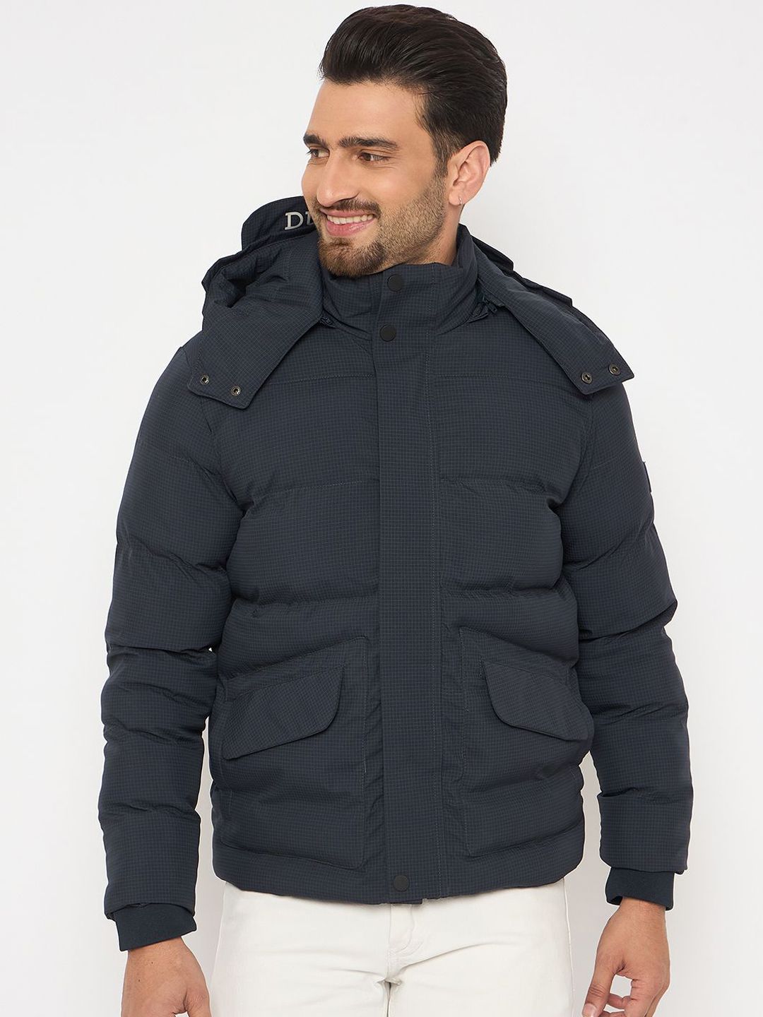 Duke Men Hooded Solid Casual Puffer Jacket