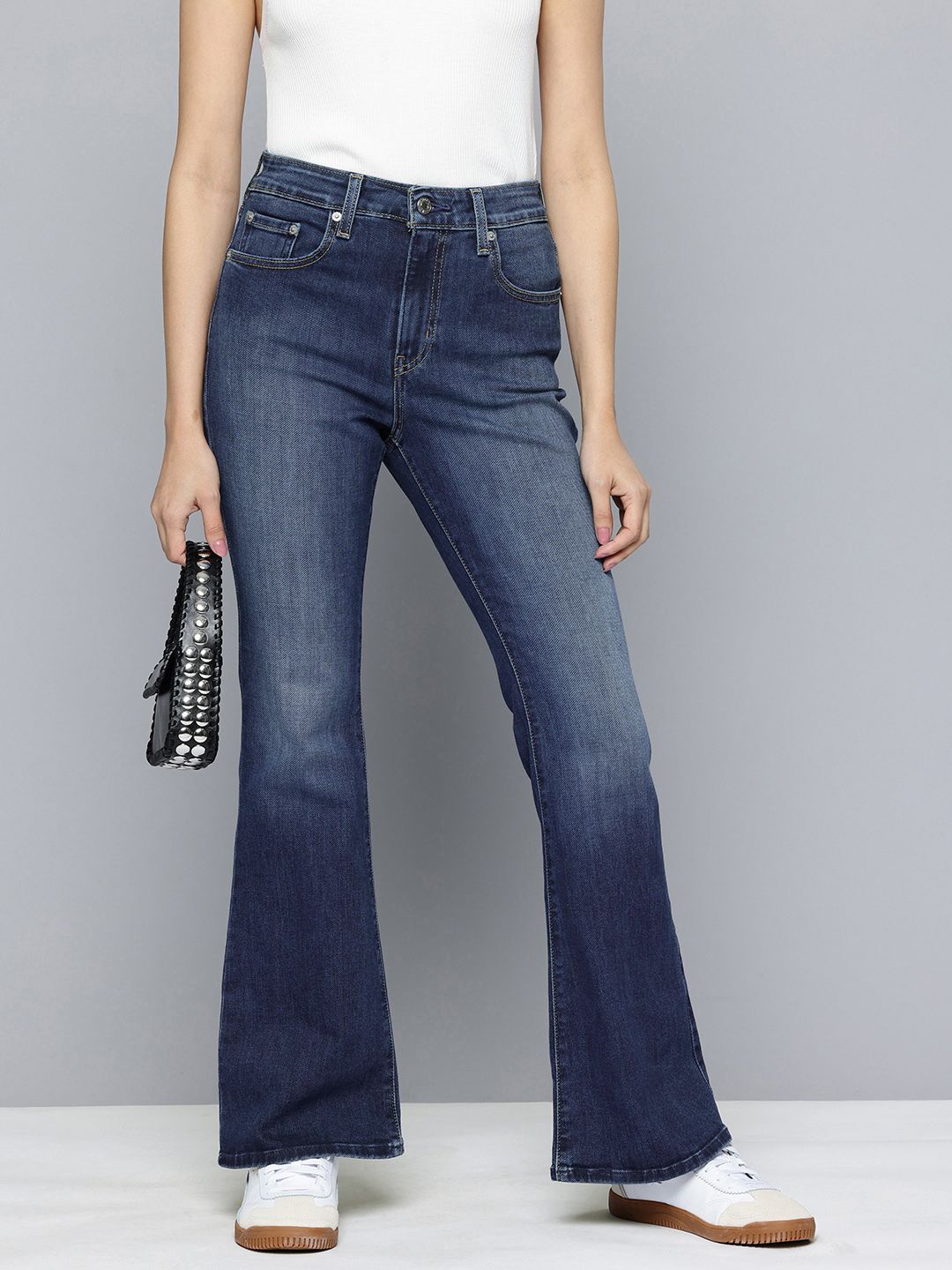 Levis Levis Women's Mid Rise Flared Fit Navy Jeans