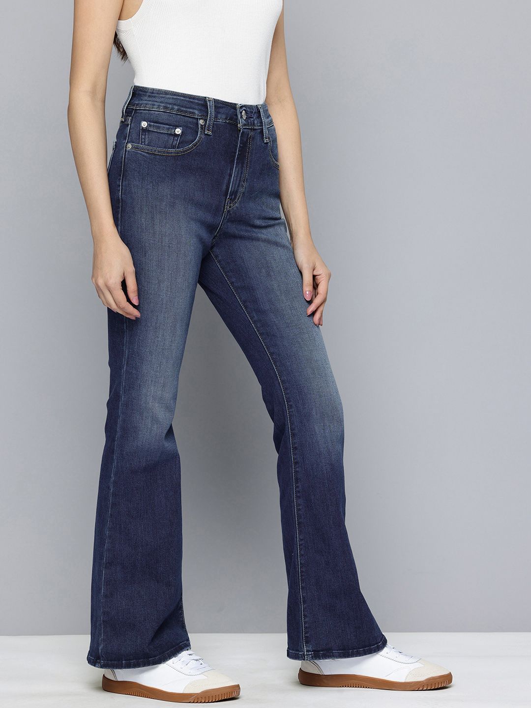 Mid Rise Flared Fit Navy Jeans