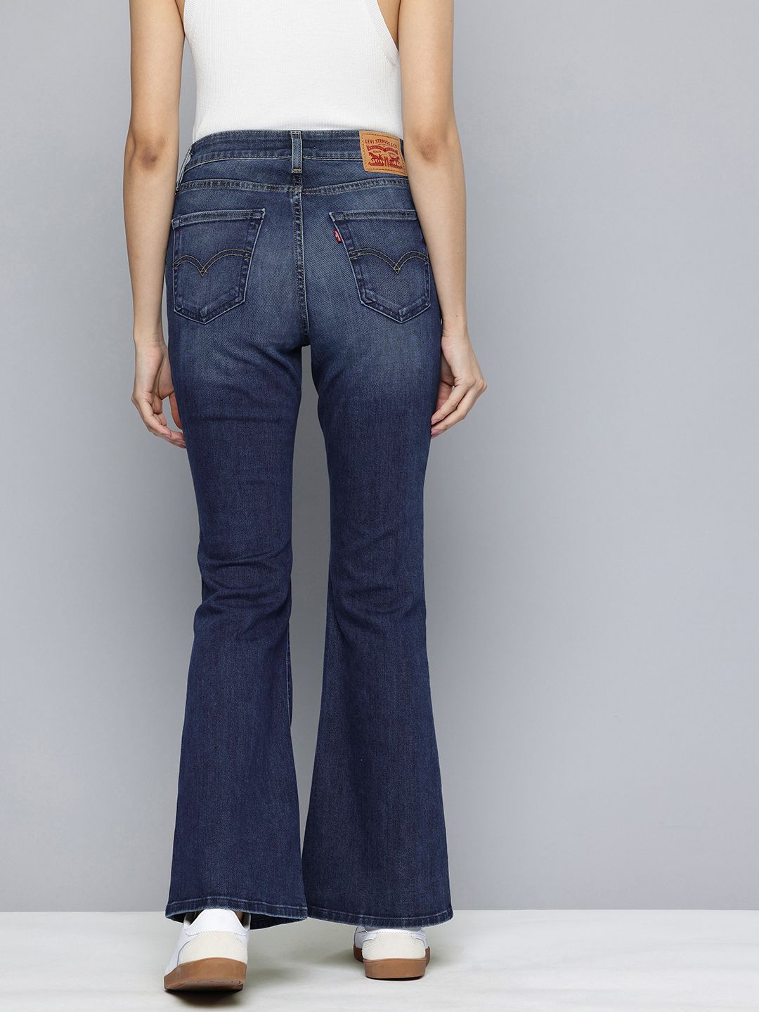 Mid Rise Flared Fit Navy Jeans