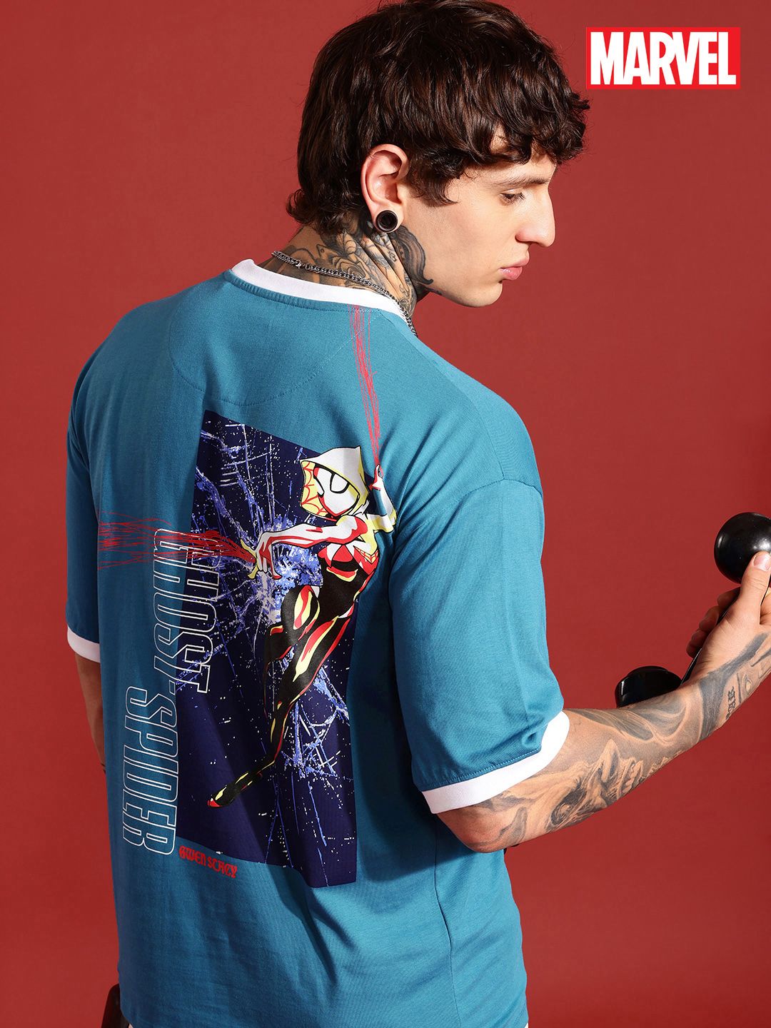 MARVEL STREET Graphic Printed Drop-Shoulder Sleeves Pure Cotton T-shirt
