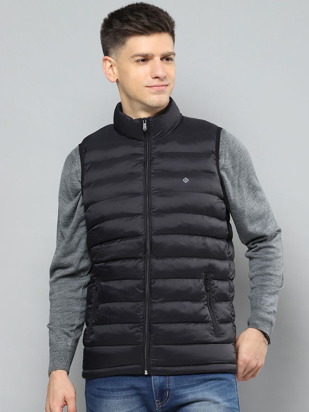 Cloak & Decker Men Mock Collar Solid Casual Puffer Lightweight Jacket