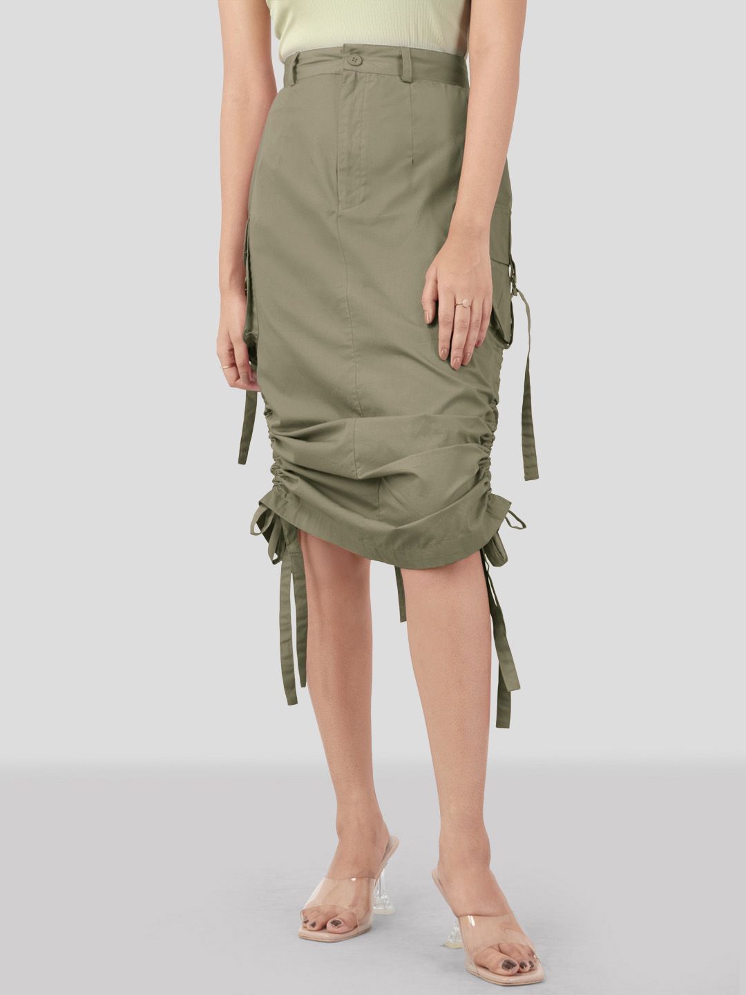 Buy Bene Kleed Women Pure Cotton Midi Parachute Skirts - Skirts