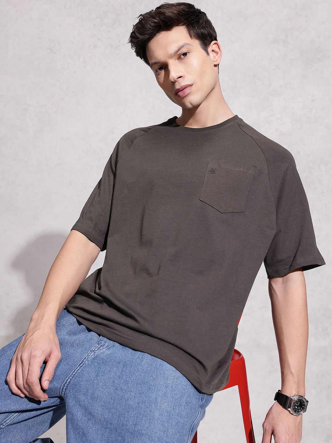 WROGN Raglan Sleeves Pure Cotton Oversized T-shirt