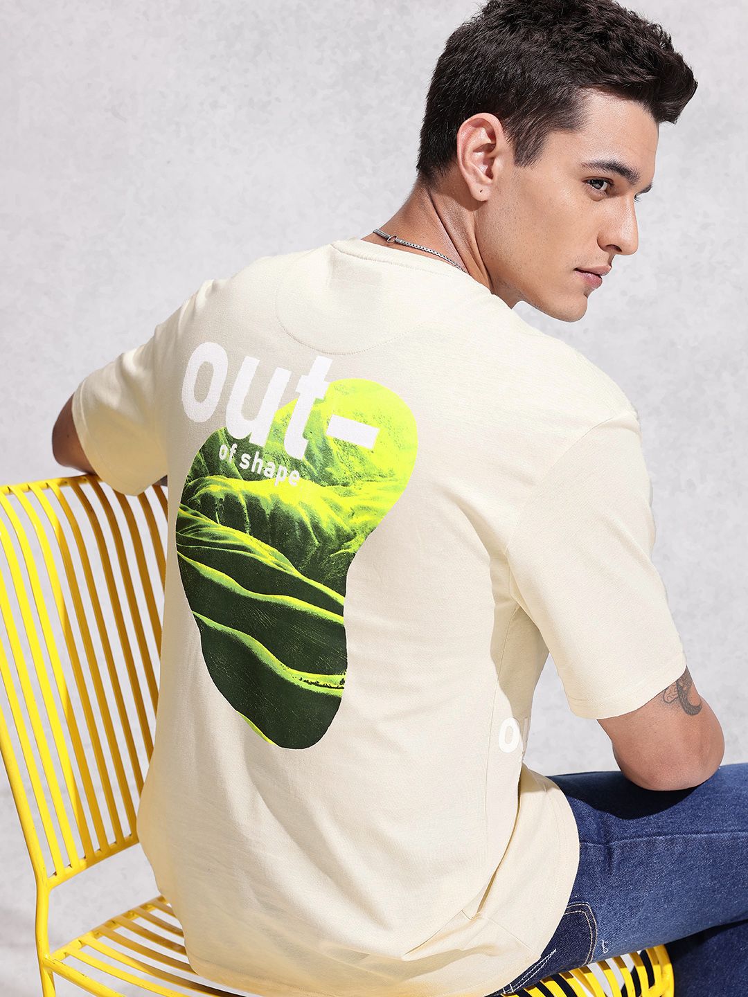 WROGN Pure Cotton Graphic Printed Oversized T-shirt