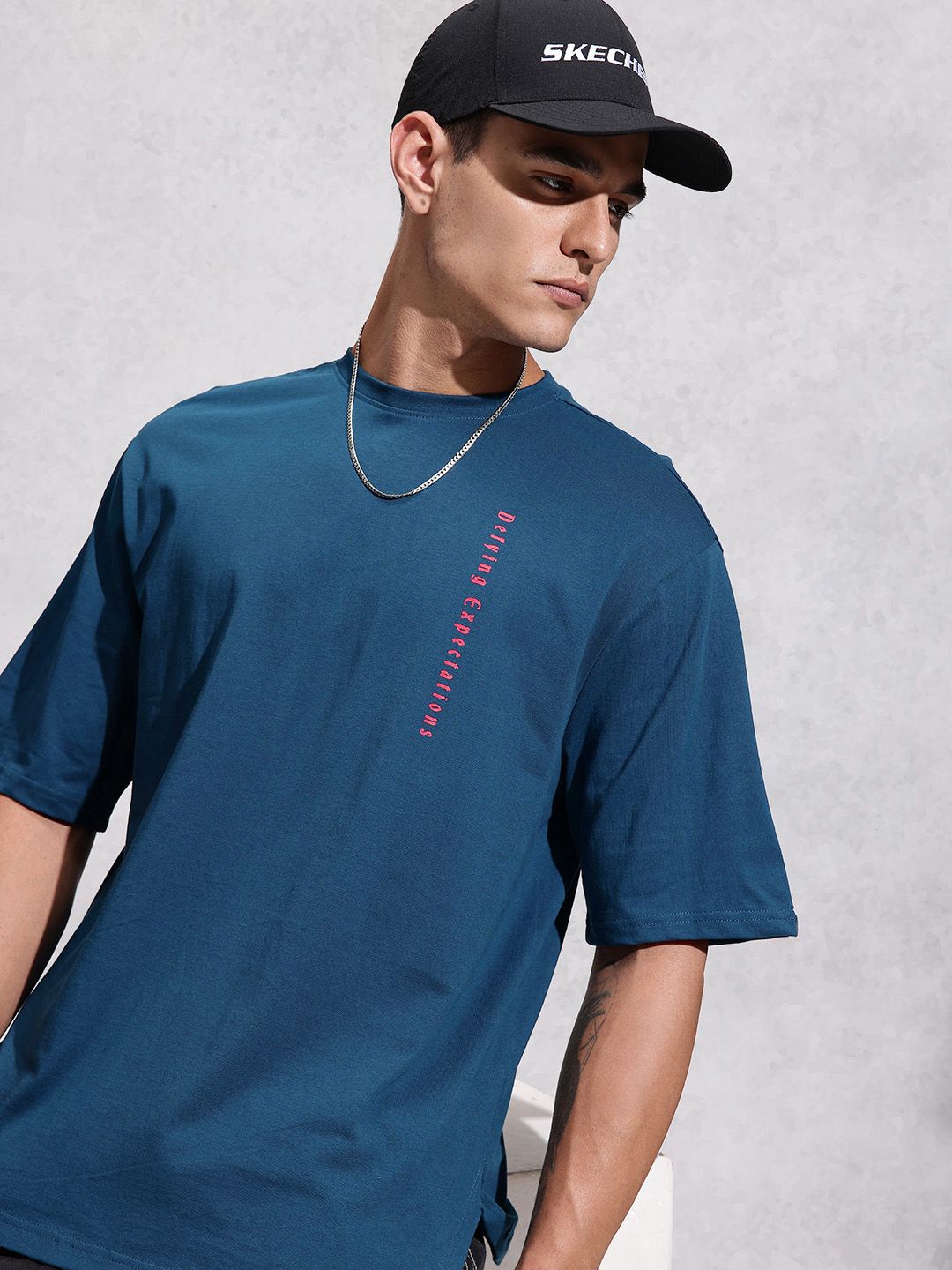 WROGN Oversized Fit Typography Printed Pure Cotton T-shirt