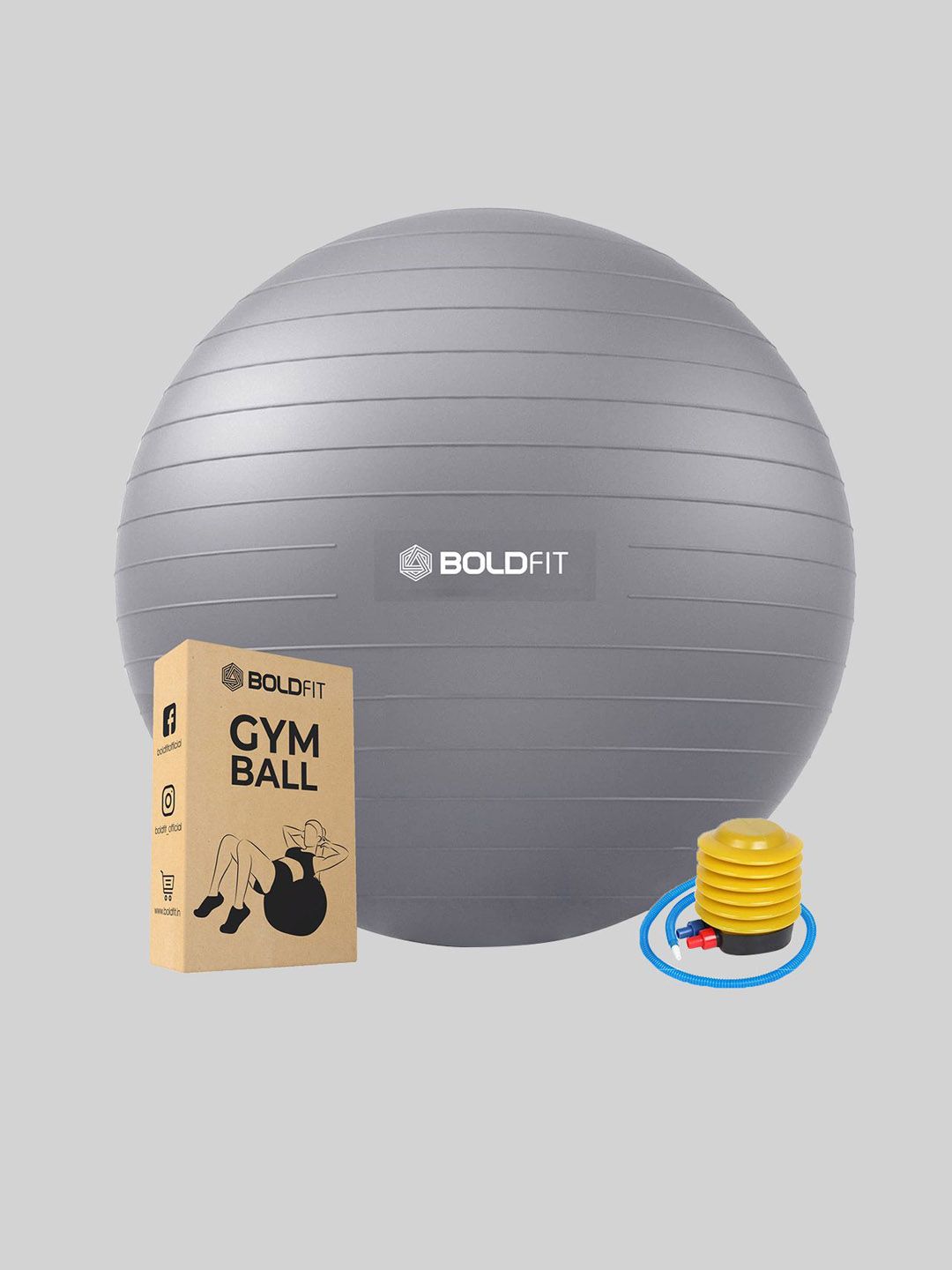 BOLDFIT Unisex Gym Ball 55cm Grey