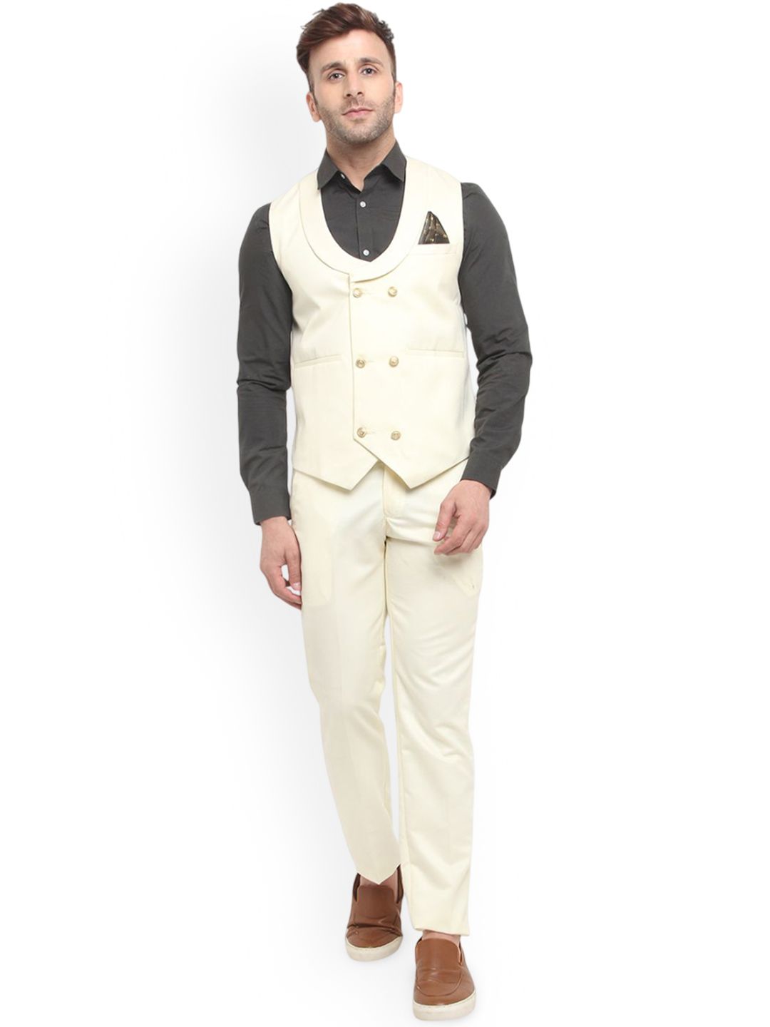 READYON Men Double-Breasted Two-Piece Suit
