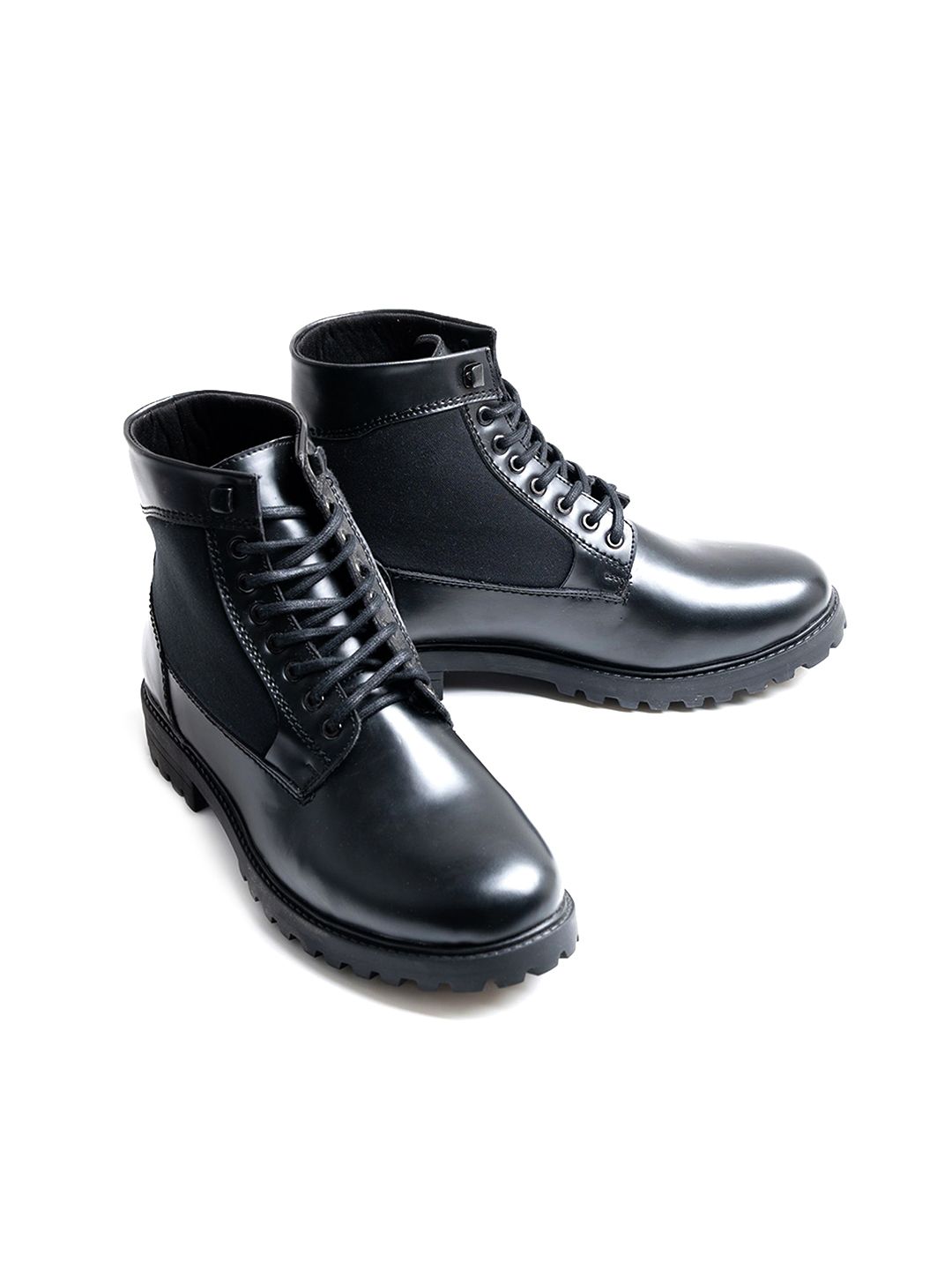 Lug Sole Guy Combat Boots MONKSTORY Mens Black Combat Boots