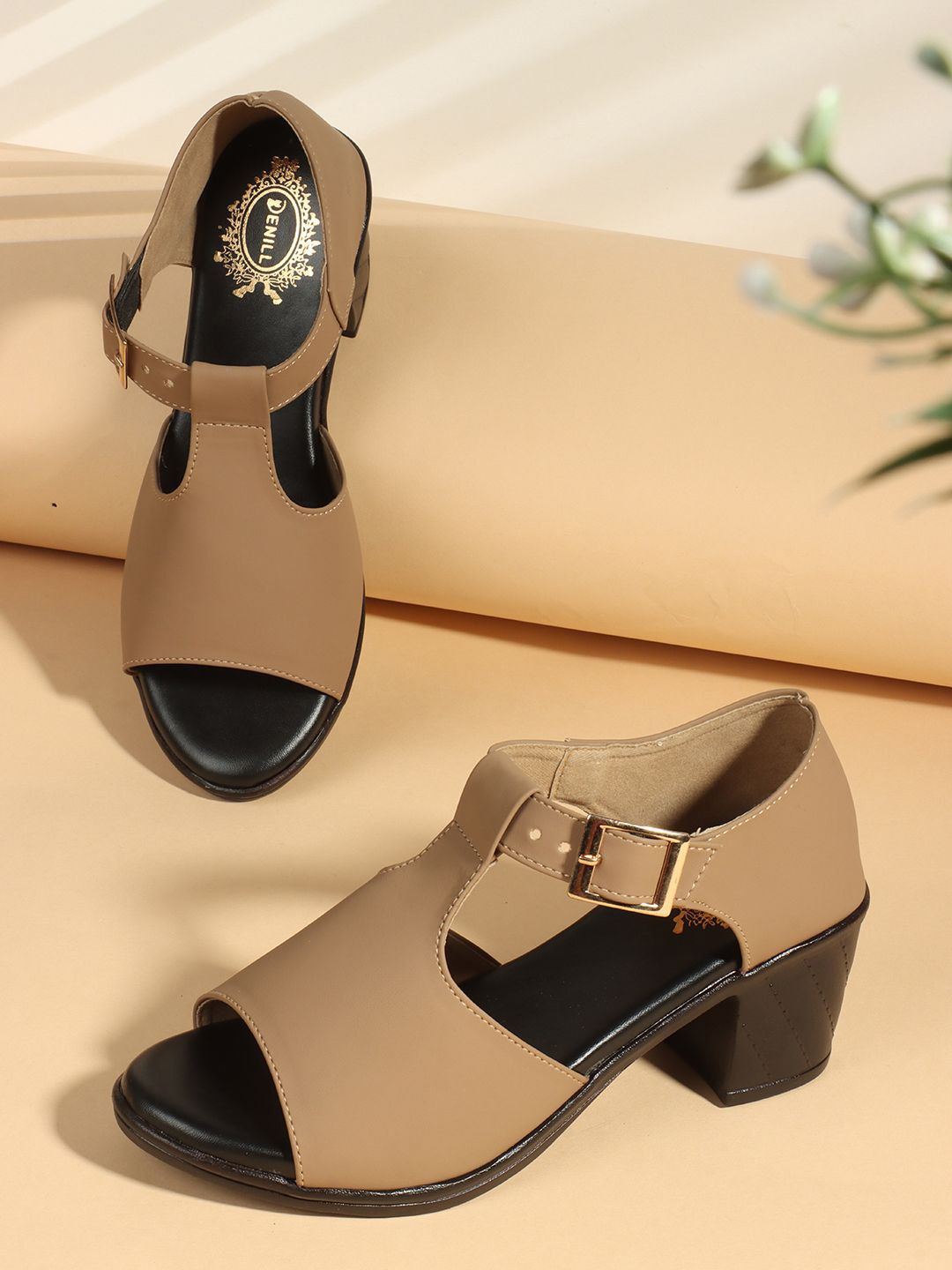 Denill Denill Women Peep Toe Block Heel Sandal