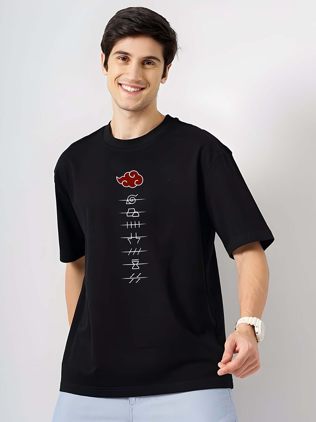 KAIDO Naruto Anime Printed Round Neck Pure Cotton Oversized T-shirt