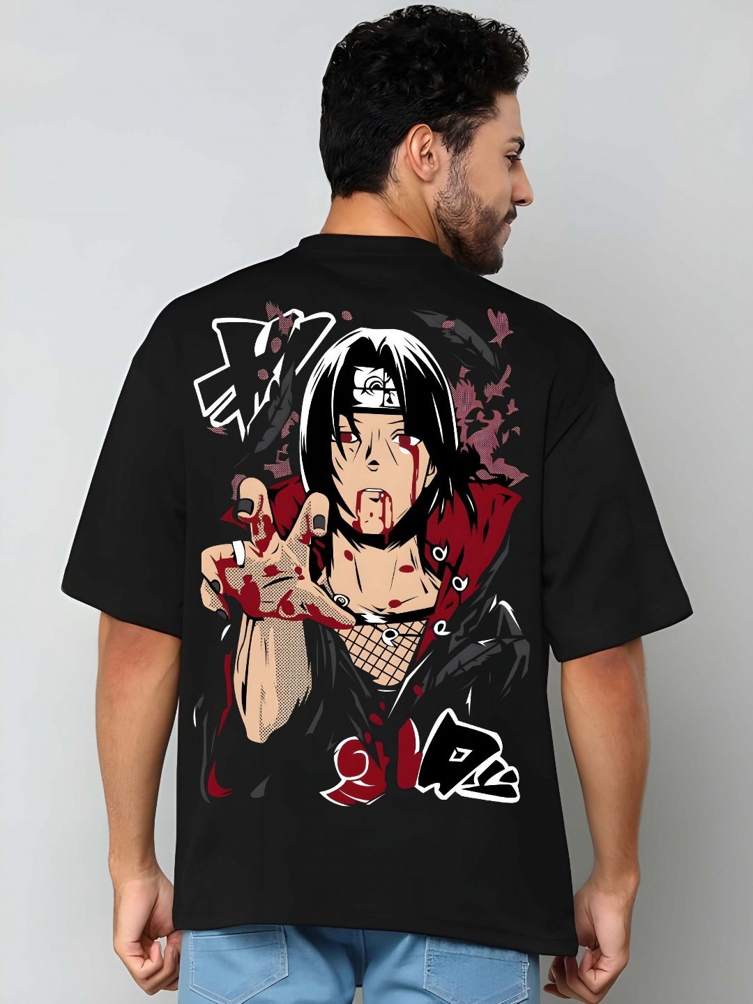 KAIDO Naruto Anime Printed Round Neck Pure Cotton Relaxed Fit T-shirt