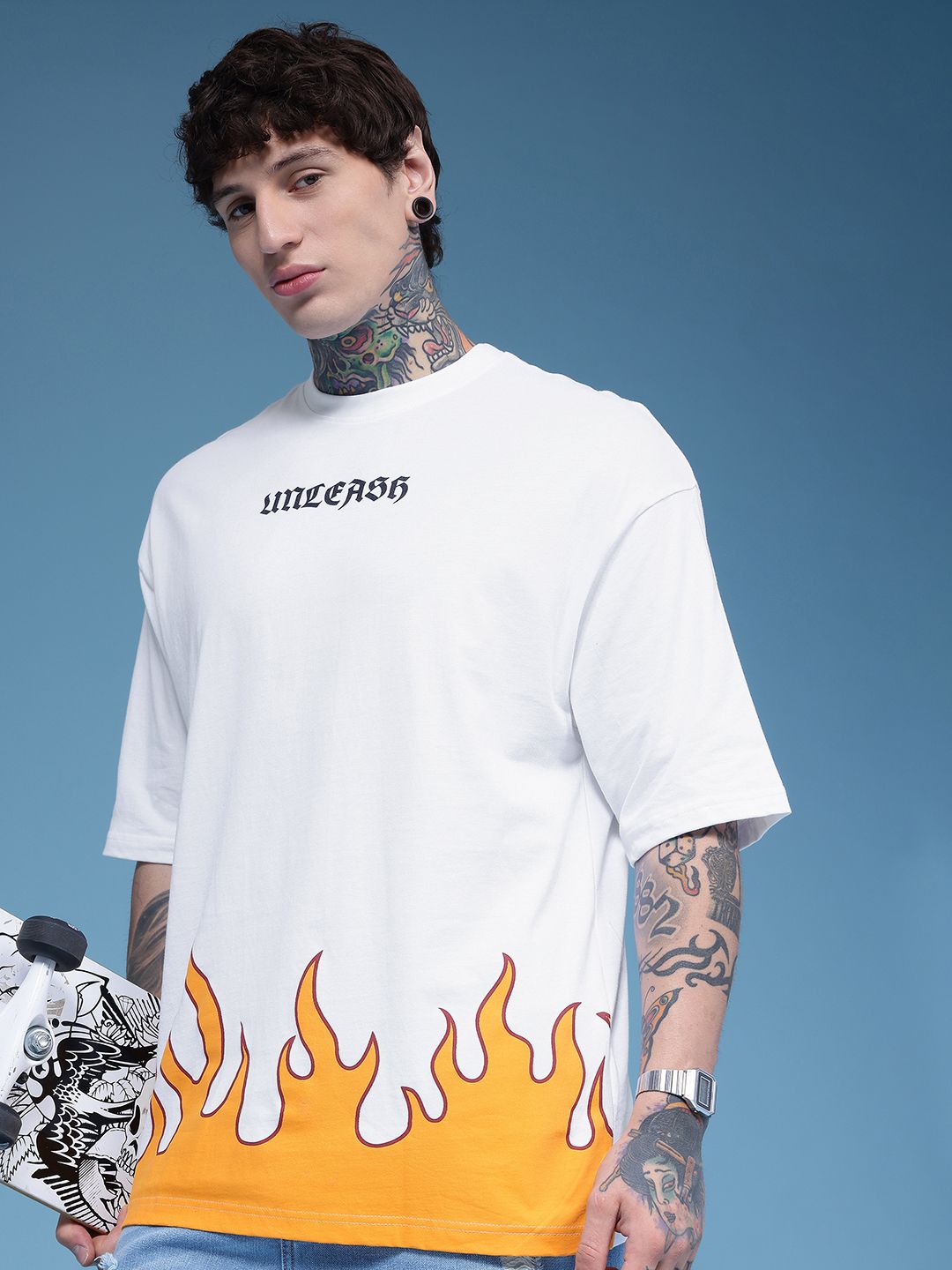 HERE&NOW Graphic Printed Pure Cotton Oversized T-shirt