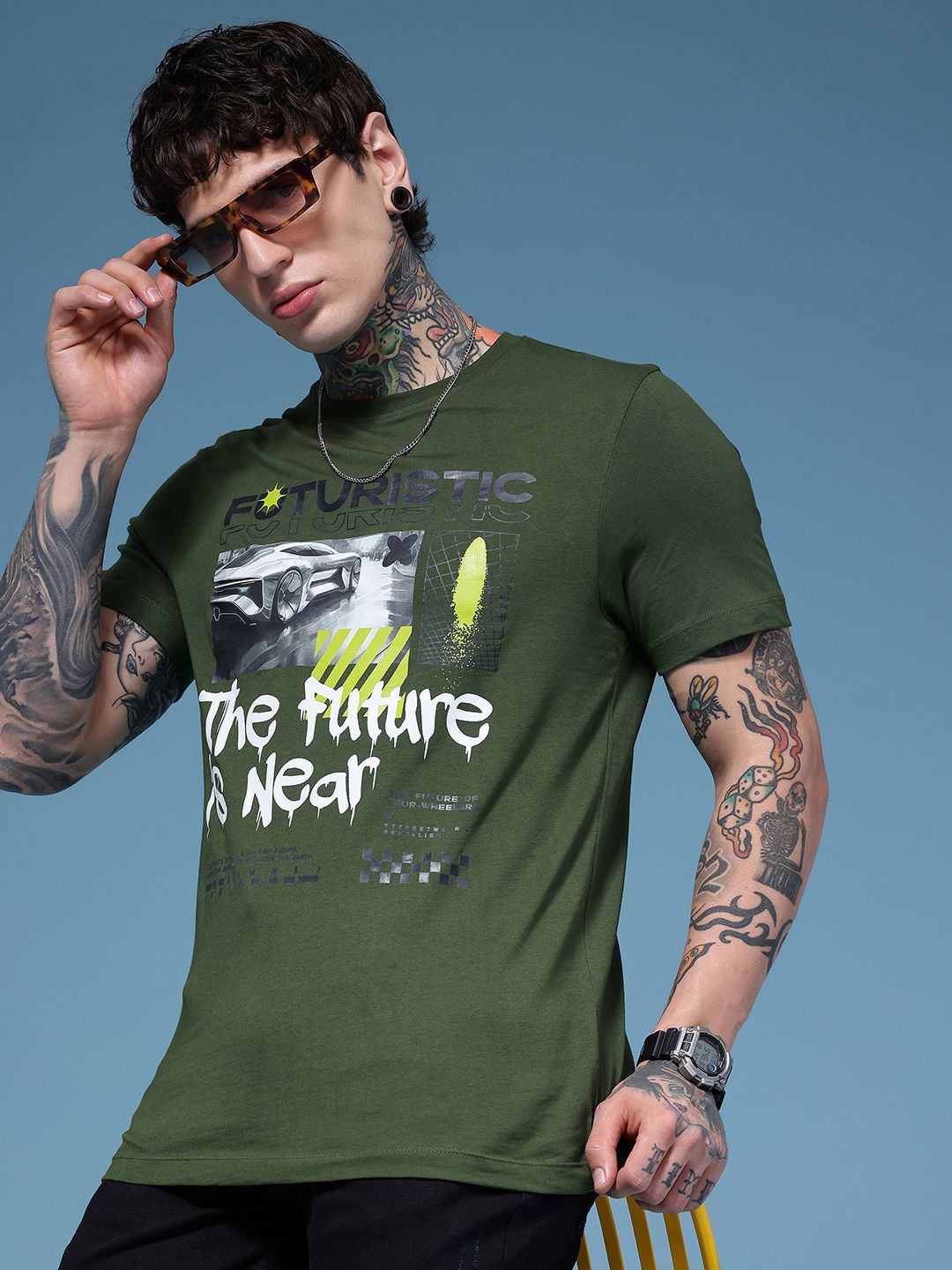 HERE&NOW Typography Printed Pure Cotton T-shirt