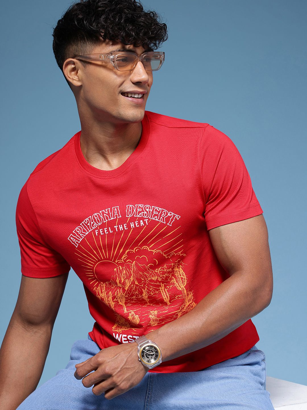 HERE&NOW Graphic Printed Pure Cotton T-shirt