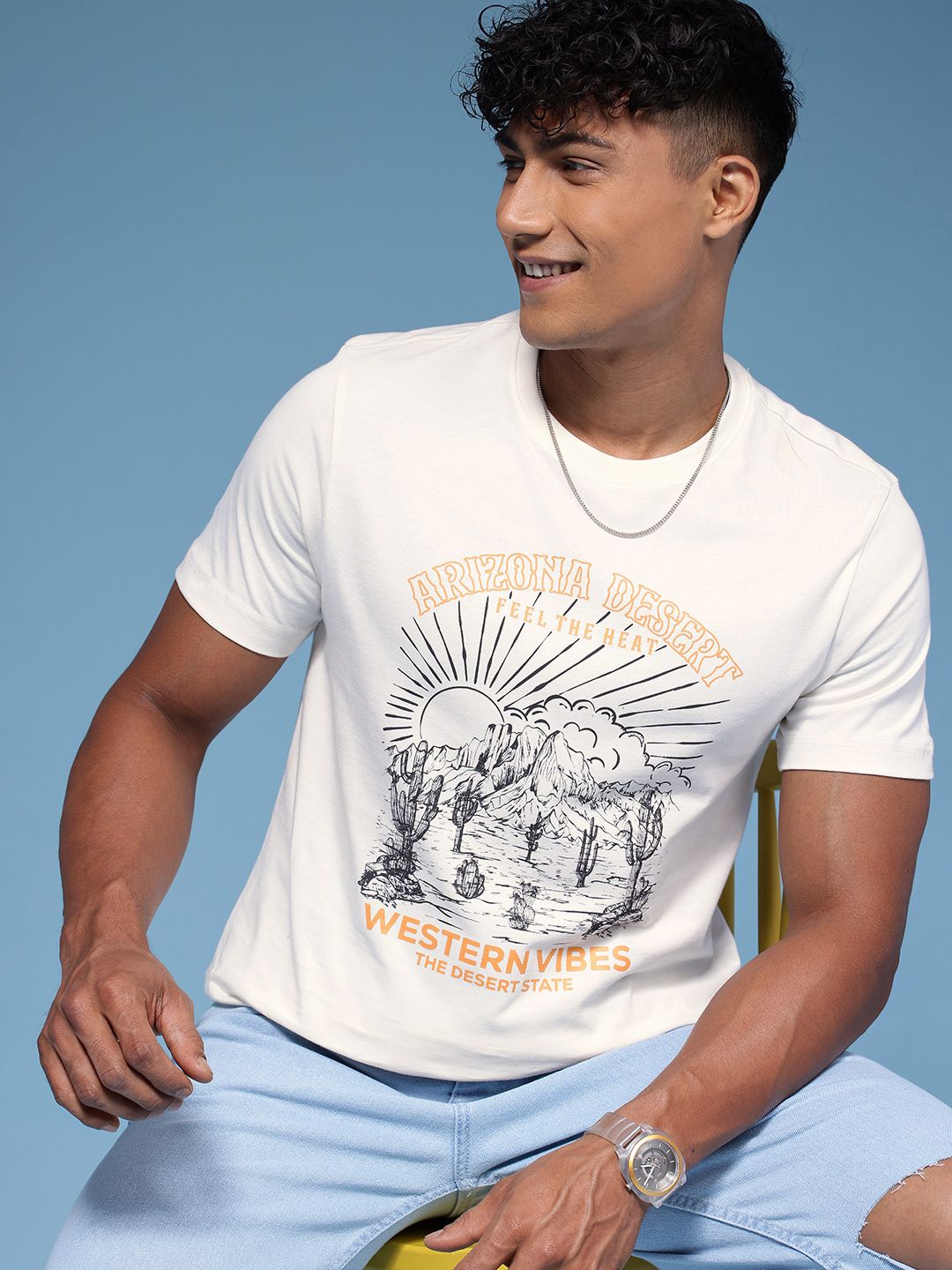 HERE&NOW Graphic Printed Pure Cotton T-shirt