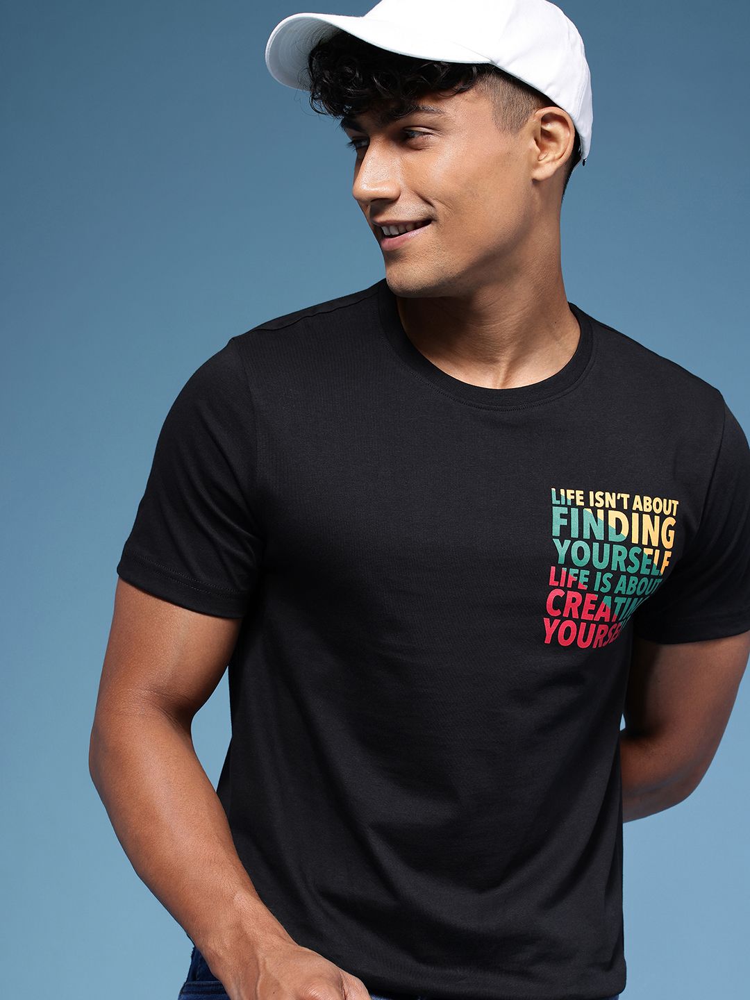 HERE&NOW Typography Printed Pure Cotton T-shirt