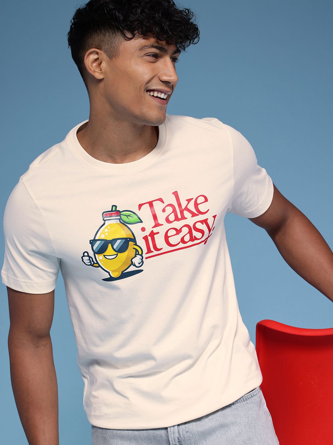 HERE&NOW Typography Printed Pure Cotton T-shirt