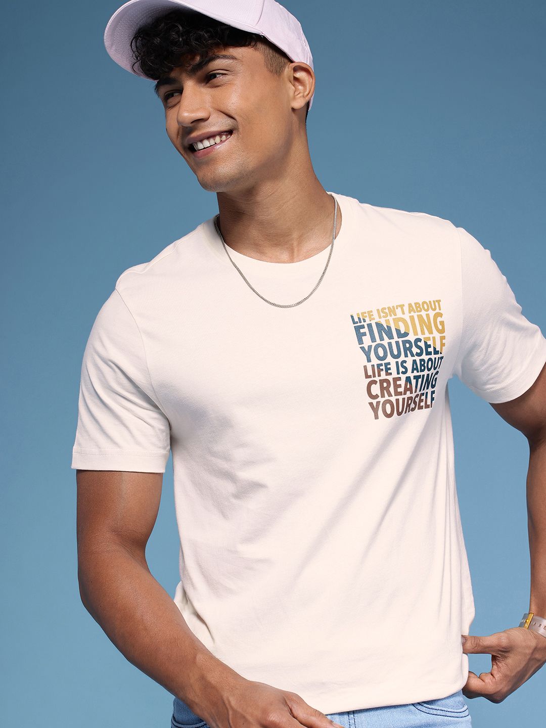 HERE&NOW Typography Printed Pure Cotton T-shirt
