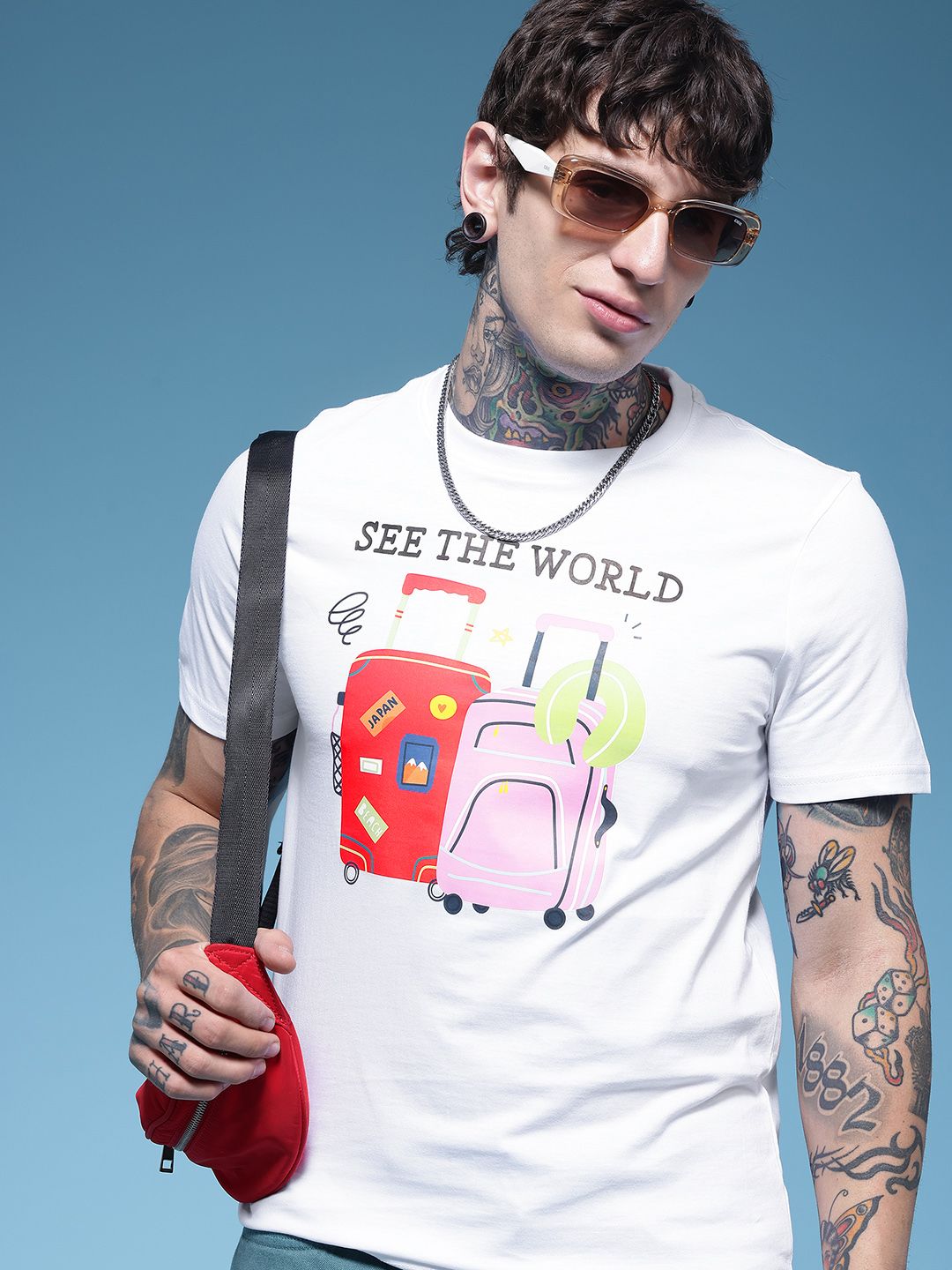 HERE&NOW Graphic Printed Pure Cotton Relaxed Fit T-shirt